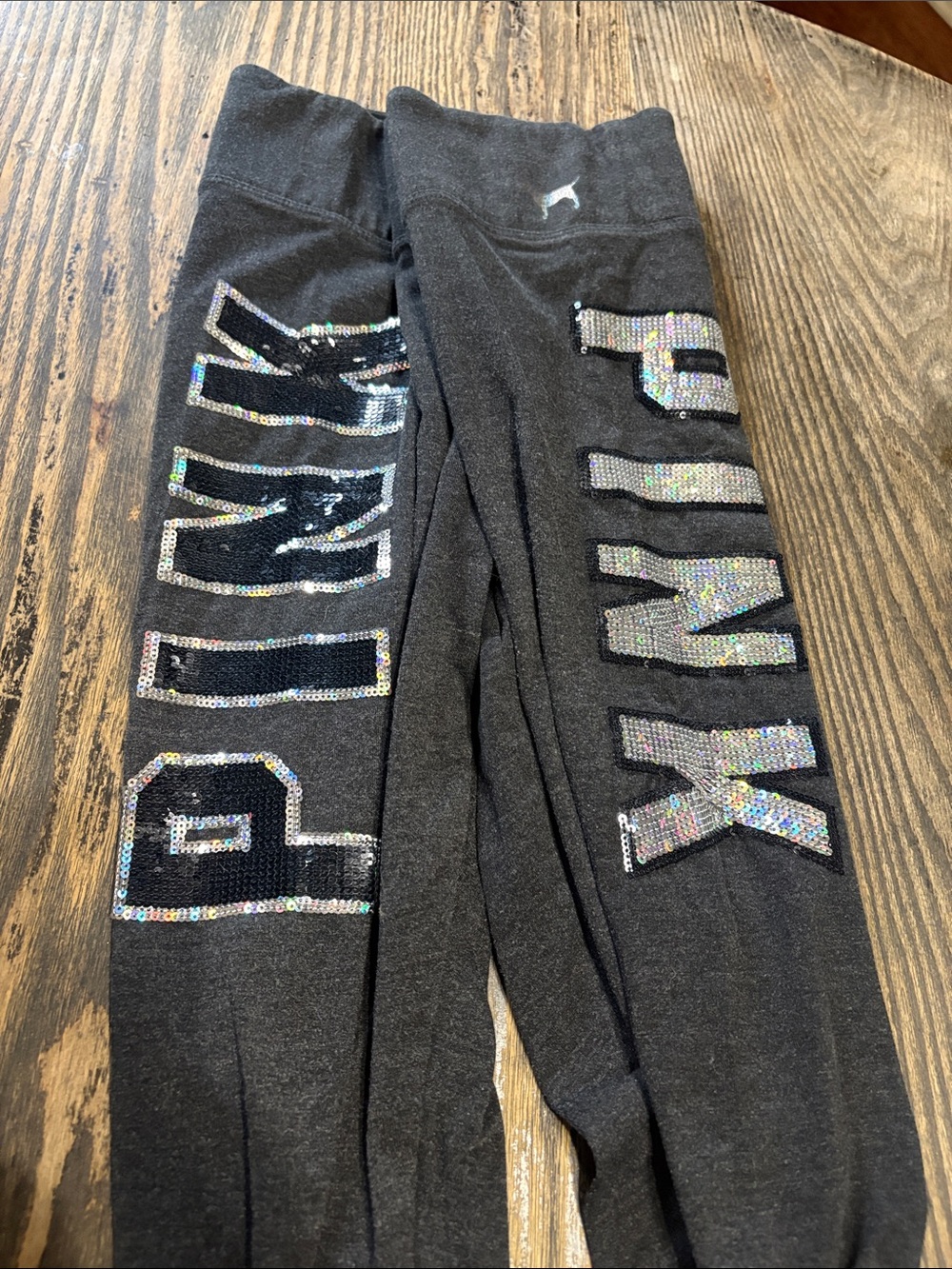 PINK Victoria's Secret Sequin Logo Leggings